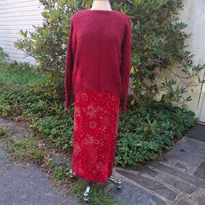 NWOT Size 14 Chaus, Red Faux Wrap Skirt